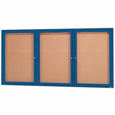 AARCO Aarco Products DCC3672-3RB 3-Door Enclosed Bulletin Board - Blue DCC3672-3RB